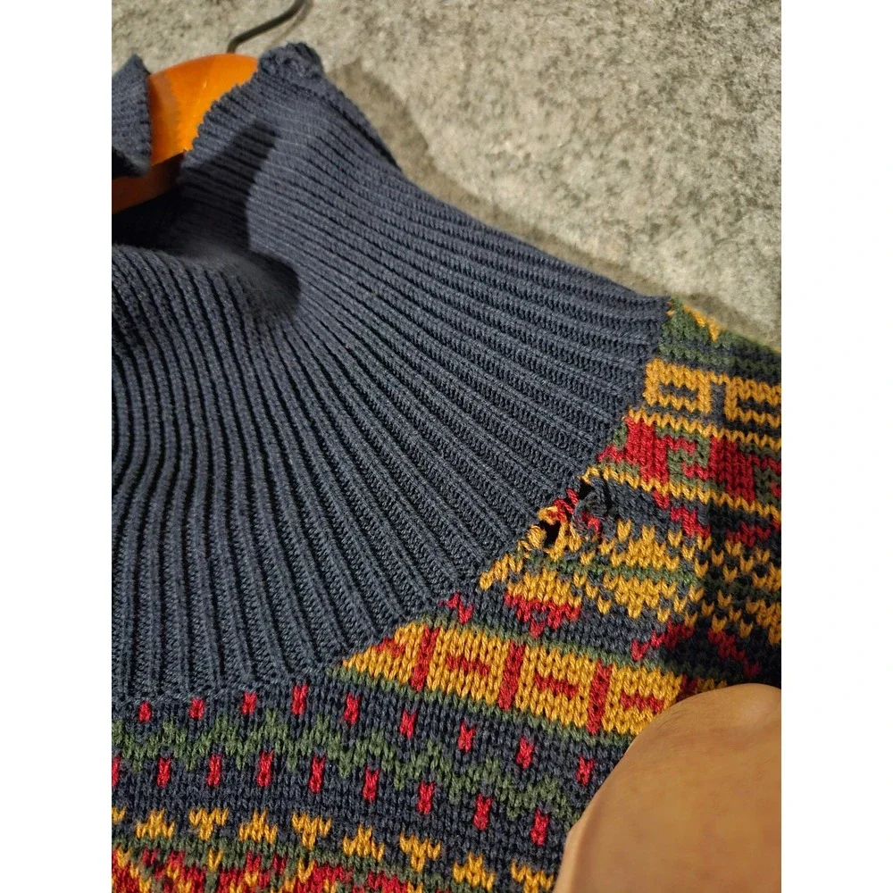 Scandia Woods Sweater Mens 3XL Fair Isle Mock Neck Cotton Blend